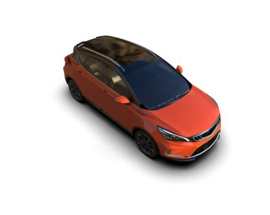 Modern araba beyaz arka planda izole edilmiş. 3d illüstrasyon. 