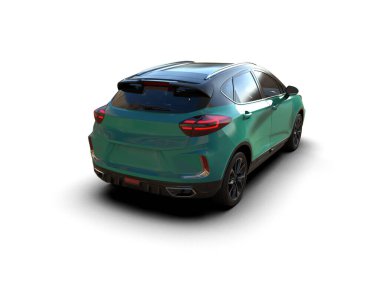 Modern araba beyaz arka planda izole edilmiş. 3d illüstrasyon. 