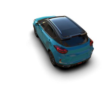 Modern araba beyaz arka planda izole edilmiş. 3d illüstrasyon. 