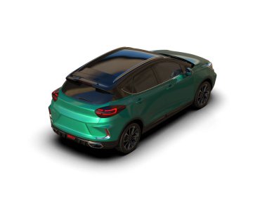 Modern araba beyaz arka planda izole edilmiş. 3d illüstrasyon. 