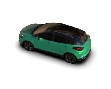 Modern araba beyaz arka planda izole edilmiş. 3d illüstrasyon. 