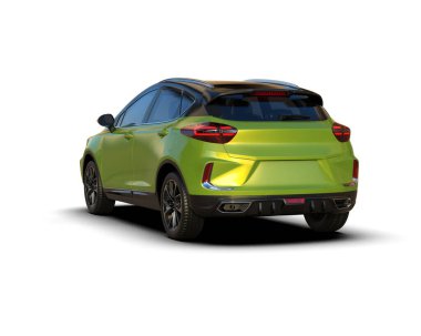 Modern araba beyaz arka planda izole edilmiş. 3d illüstrasyon. 