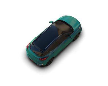 Modern araba beyaz arka planda izole edilmiş. 3d illüstrasyon. 