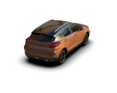 Modern araba beyaz arka planda izole edilmiş. 3d illüstrasyon. 