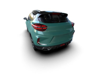 Modern araba beyaz arka planda izole edilmiş. 3d illüstrasyon. 