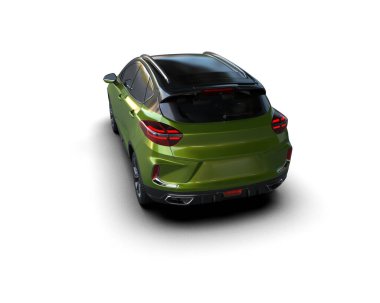 Modern araba beyaz arka planda izole edilmiş. 3d illüstrasyon. 