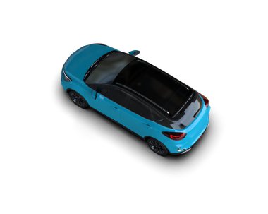 Modern araba beyaz arka planda izole edilmiş. 3d illüstrasyon. 