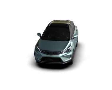 Modern araba beyaz arka planda izole edilmiş. 3d illüstrasyon. 