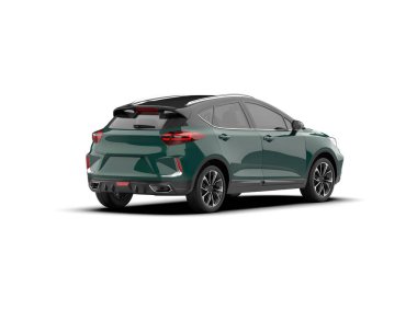 Modern araba beyaz arka planda izole edilmiş. 3d illüstrasyon. 