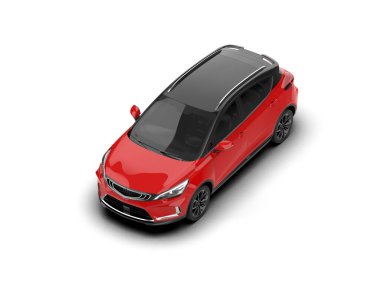 Modern araba beyaz arka planda izole edilmiş. 3d illüstrasyon. 