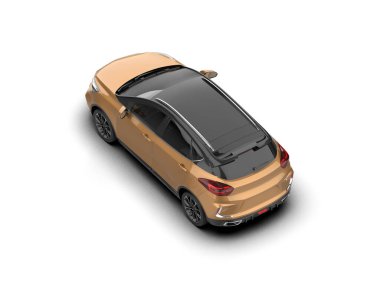 Modern araba beyaz arka planda izole edilmiş. 3d illüstrasyon. 