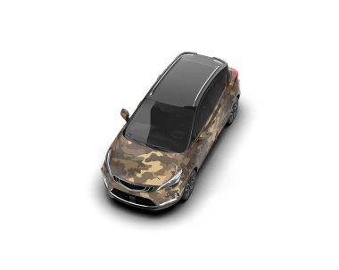 Modern araba beyaz arka planda izole edilmiş. 3d illüstrasyon. 