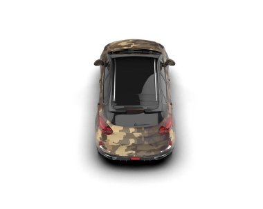 Modern araba beyaz arka planda izole edilmiş. 3d illüstrasyon. 