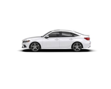 Modern araba beyaz arka planda izole edilmiş. 3d illüstrasyon. 