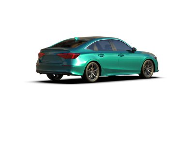 Üç boyutlu illüstrasyon. Modern araba beyaz arkaplanda izole edildi. 