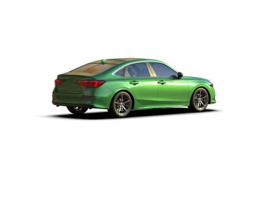 Üç boyutlu illüstrasyon. Modern araba beyaz arkaplanda izole edildi. 