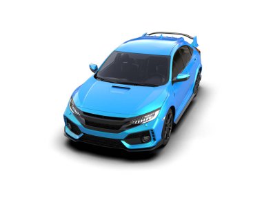 Üç boyutlu illüstrasyon. Modern araba beyaz arkaplanda izole edildi. 