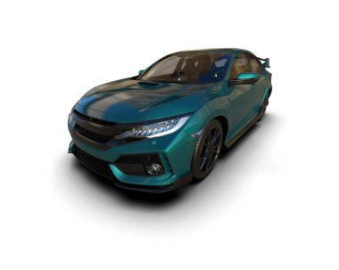 Üç boyutlu illüstrasyon. Modern araba beyaz arkaplanda izole edildi. 