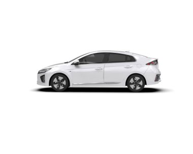 Beyaz modern araba beyaz arka planda izole edilmiş. 3d oluşturma 