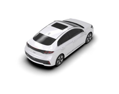 Beyaz modern araba beyaz arka planda izole edilmiş. 3d oluşturma 