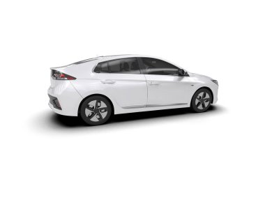 Beyaz modern araba beyaz arka planda izole edilmiş. 3d oluşturma 