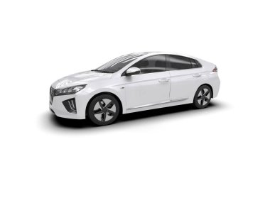 Beyaz modern araba beyaz arka planda izole edilmiş. 3d oluşturma 