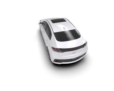 Beyaz modern araba beyaz arka planda izole edilmiş. 3d oluşturma 