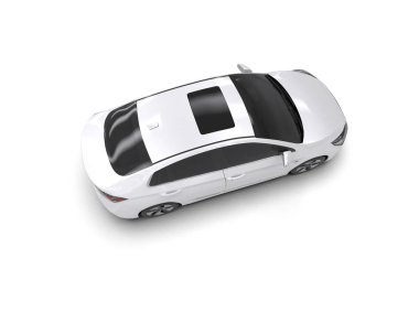 Beyaz modern araba beyaz arka planda izole edilmiş. 3d oluşturma 