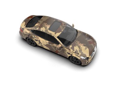 Üç boyutlu illüstrasyon. Modern araba beyaz arkaplanda izole edildi. 