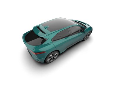 Modern araba beyaz arka planda izole edilmiş. 3d illüstrasyon. 