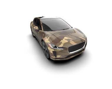 Modern araba beyaz arka planda izole edilmiş. 3d illüstrasyon. 