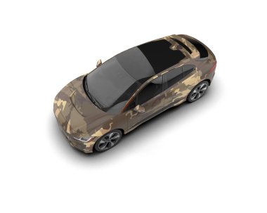 Modern araba beyaz arka planda izole edilmiş. 3d illüstrasyon. 