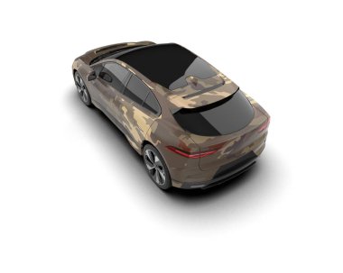 Modern araba beyaz arka planda izole edilmiş. 3d illüstrasyon. 