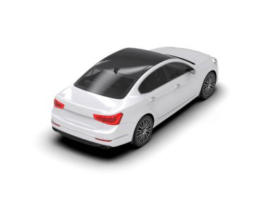 Modern araba beyaz arka planda izole edilmiş. 3d illüstrasyon. 