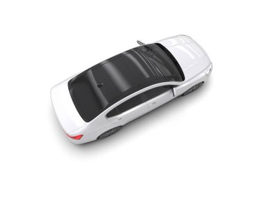 Modern araba beyaz arka planda izole edilmiş. 3d illüstrasyon. 