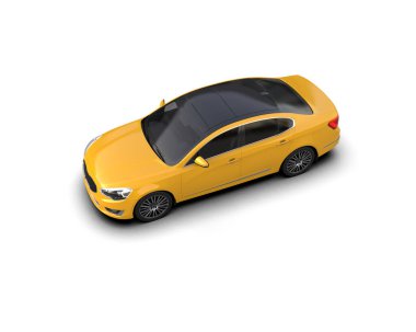 Modern araba beyaz arka planda izole edilmiş. 3d illüstrasyon. 