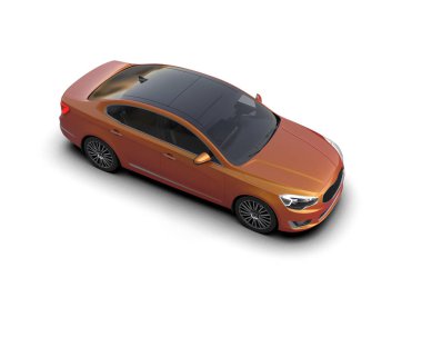 Modern araba beyaz arka planda izole edilmiş. 3d illüstrasyon. 