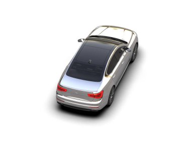 Modern araba beyaz arka planda izole edilmiş. 3d illüstrasyon. 