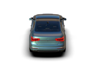 Modern araba beyaz arka planda izole edilmiş. 3d illüstrasyon. 