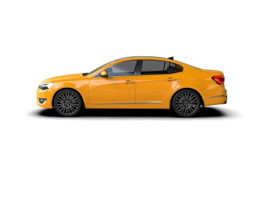 Modern araba beyaz arka planda izole edilmiş. 3d illüstrasyon. 