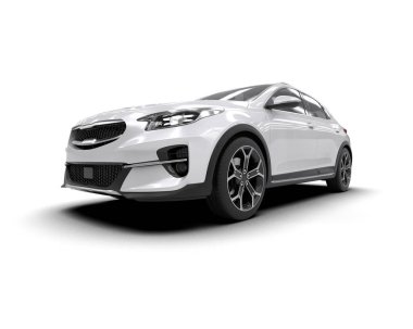 Üç boyutlu illüstrasyon. Modern araba beyaz arkaplanda izole edildi. 