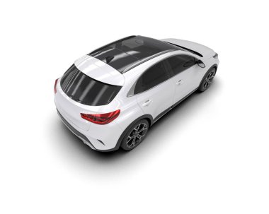 Üç boyutlu illüstrasyon. Modern araba beyaz arkaplanda izole edildi. 