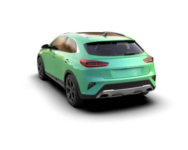 Üç boyutlu illüstrasyon. Modern araba beyaz arkaplanda izole edildi. 