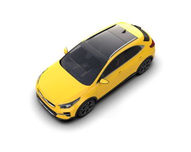 Üç boyutlu illüstrasyon. Modern araba beyaz arkaplanda izole edildi. 