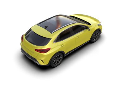 Üç boyutlu illüstrasyon. Modern araba beyaz arkaplanda izole edildi. 