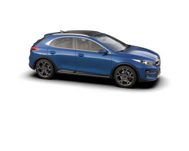 Üç boyutlu illüstrasyon. Modern araba beyaz arkaplanda izole edildi. 