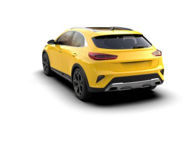 Üç boyutlu illüstrasyon. Modern araba beyaz arkaplanda izole edildi. 