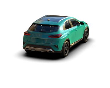 Üç boyutlu illüstrasyon. Modern araba beyaz arkaplanda izole edildi. 