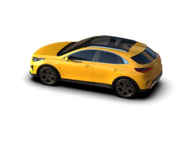 Üç boyutlu illüstrasyon. Modern araba beyaz arkaplanda izole edildi. 