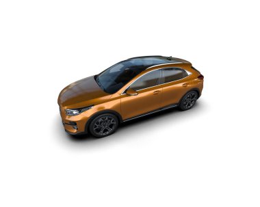 Üç boyutlu illüstrasyon. Modern araba beyaz arkaplanda izole edildi. 